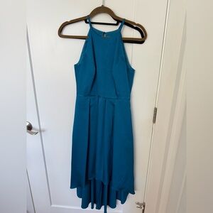 Aidan Mattox Teal High Low Dress
